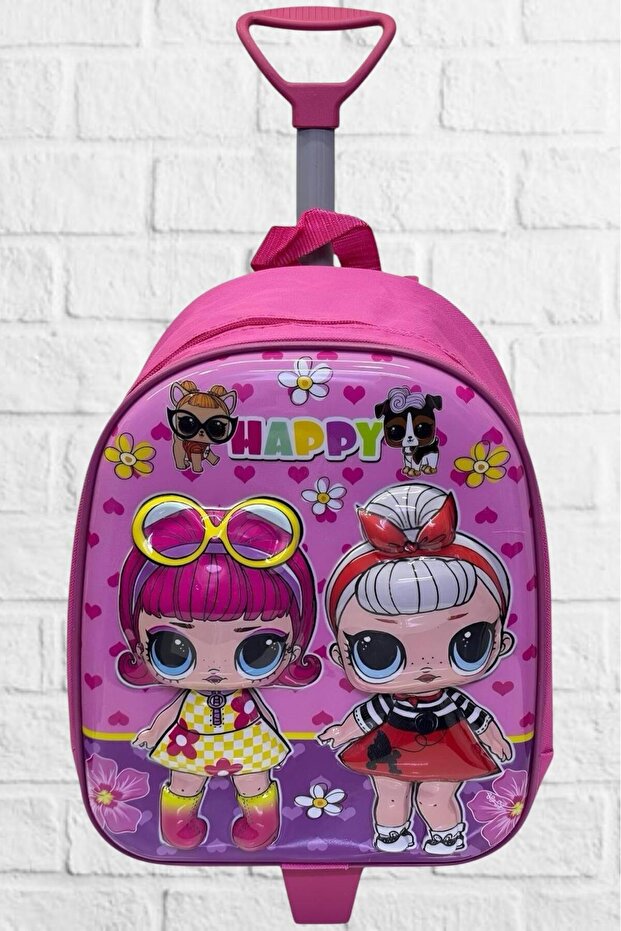 Girl's Kindergarten Squeegee Wheel Lol Doll 5D Printed Backpack and School Bag
