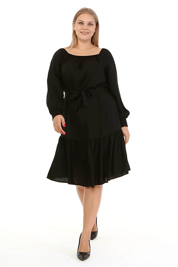 Square Neck Ruffle Detailed Dress