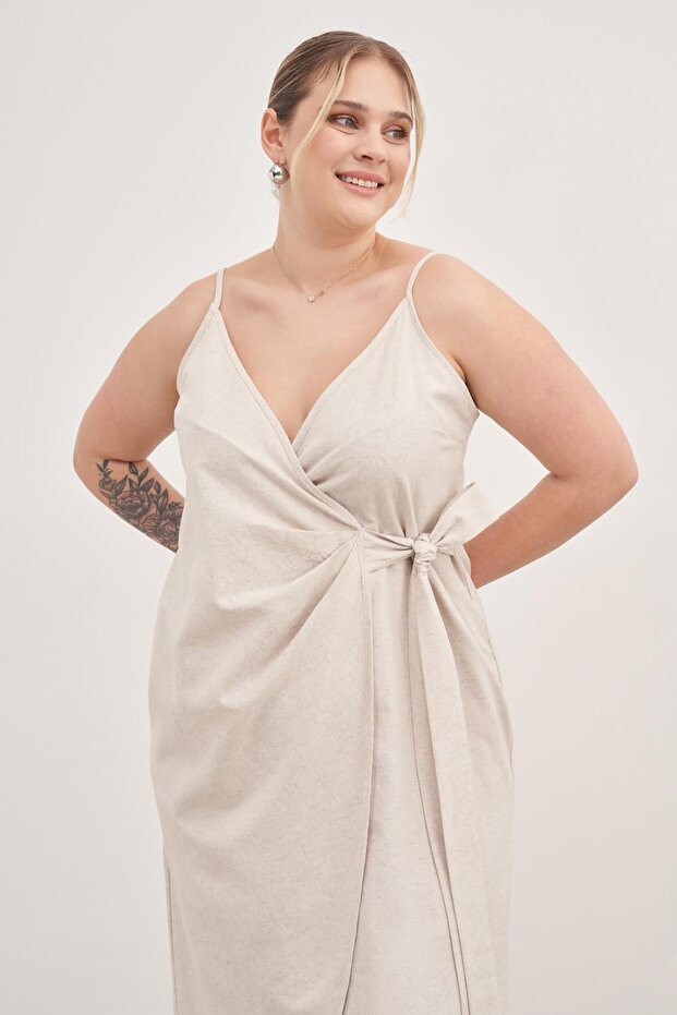 Keten Anvelop Elbise - 4