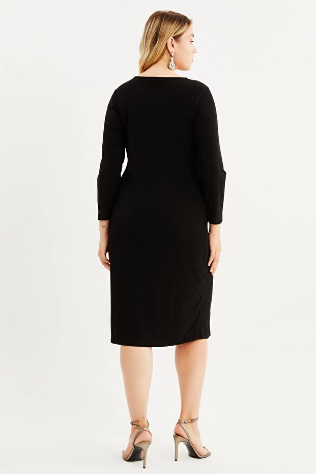 Yaka Detaylı Örme Elbise - 7