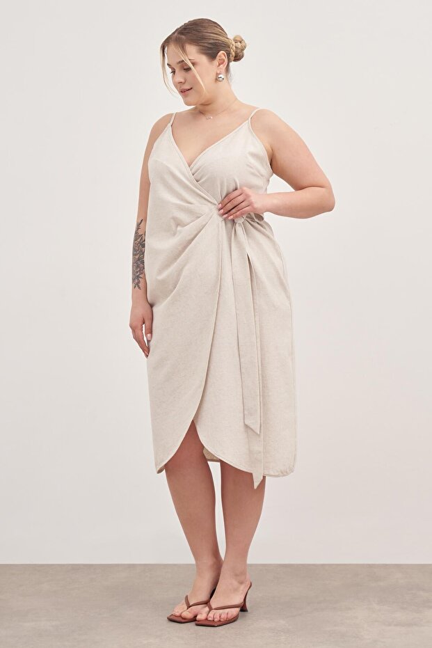 Keten Anvelop Elbise - 5