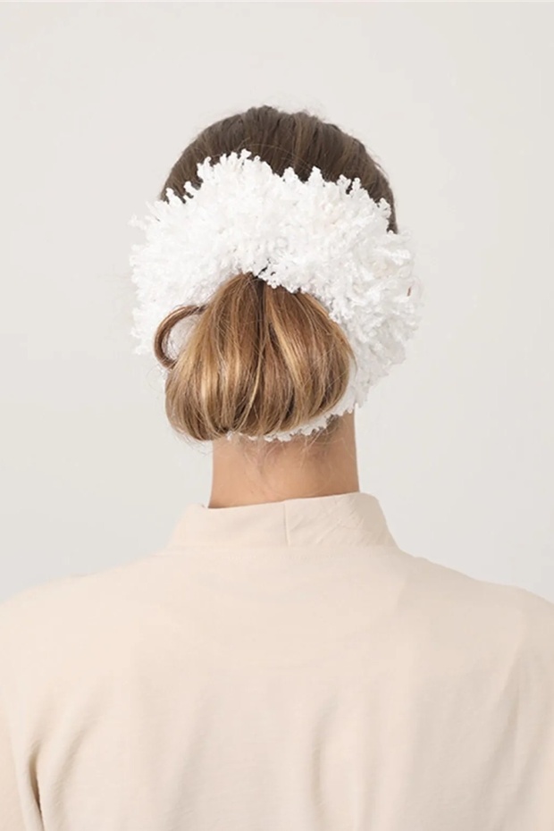 White Arabian Hair Bun Buckle Drawstring Plump Elastic Hijab Women's Accessory Buckle