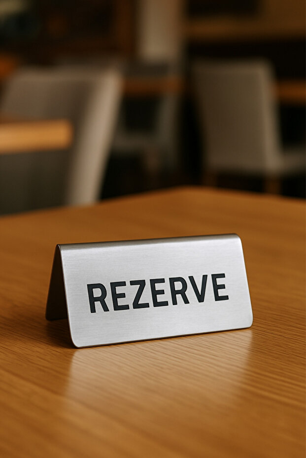 Stainless Steel Reserved Signage for Table Top Reserved Area (10X5 cm)