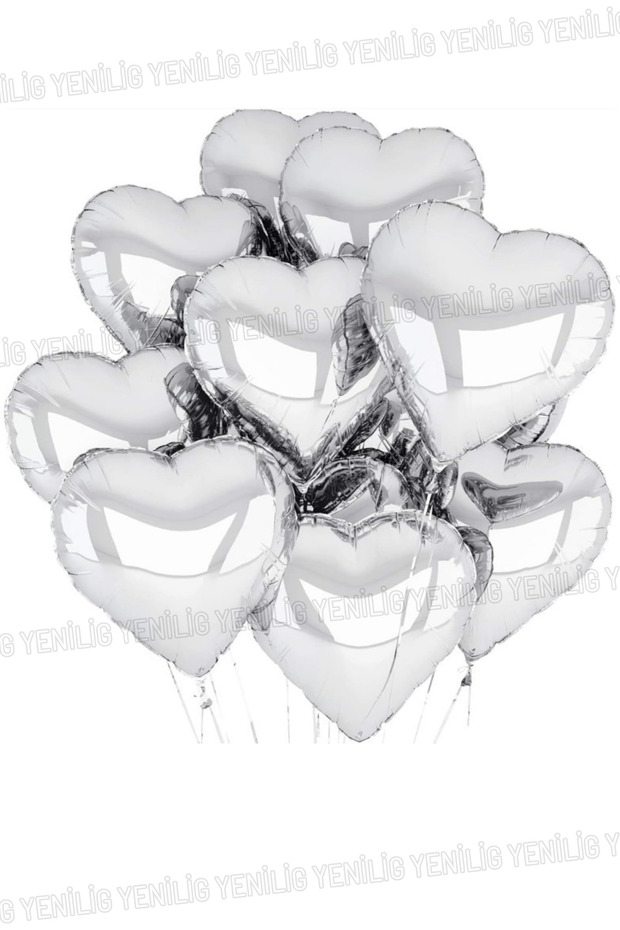 Silver Heart Shaped Foil Balloon Set of 10 45 cm Helium Compatible Party Balloon