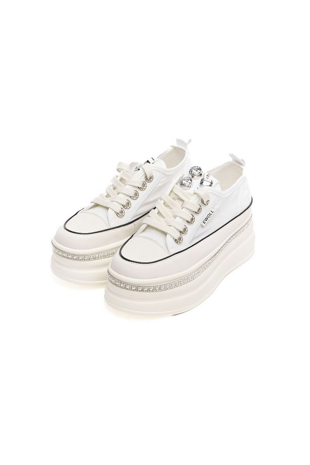 Yüksek Taban Bağcıklı Fileli Günlük Kadın Sneaker - 2
