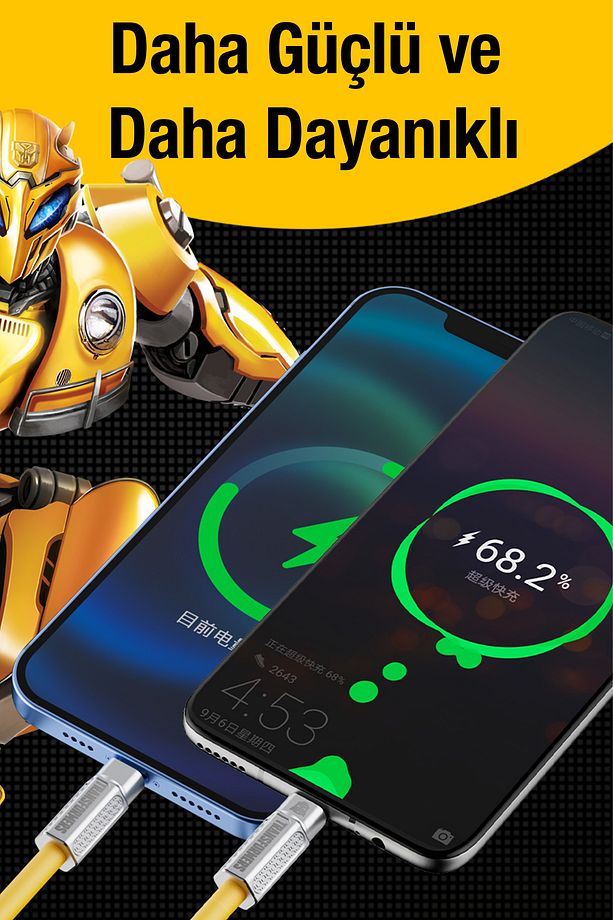 TF-A07 Hızlı Şarj Data Kablosu Type-C / Lightning - 3