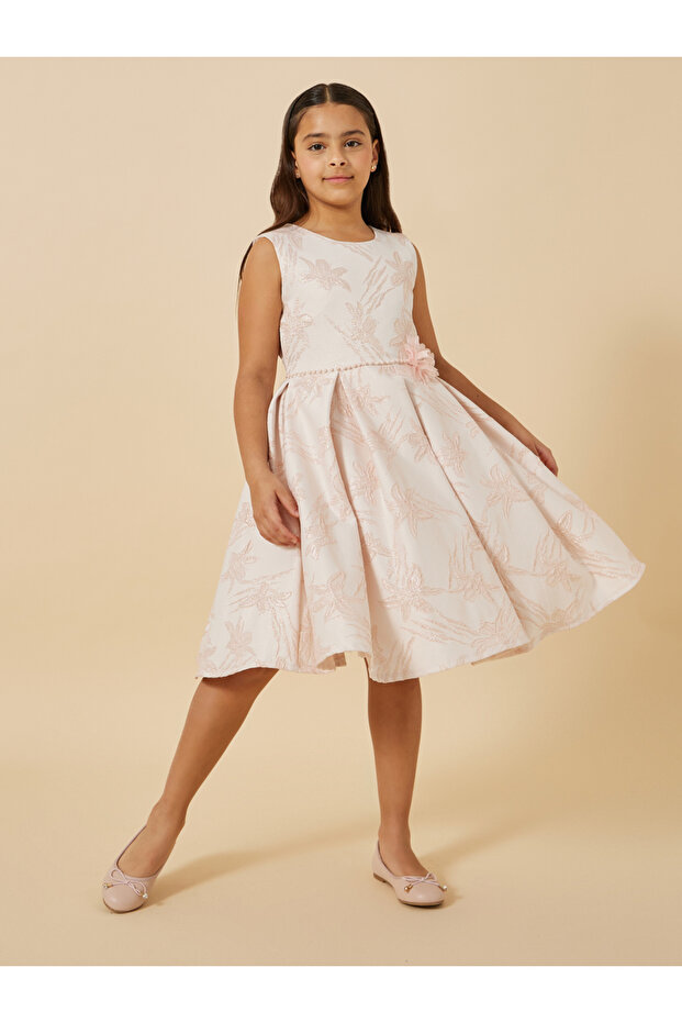 Jacquard Round Neck Sleeveless Dress