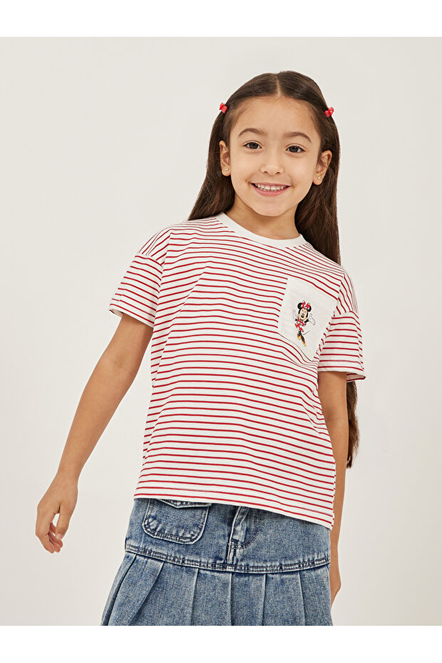 Striped Minnie Mouse Pocket Detail T-Shirt