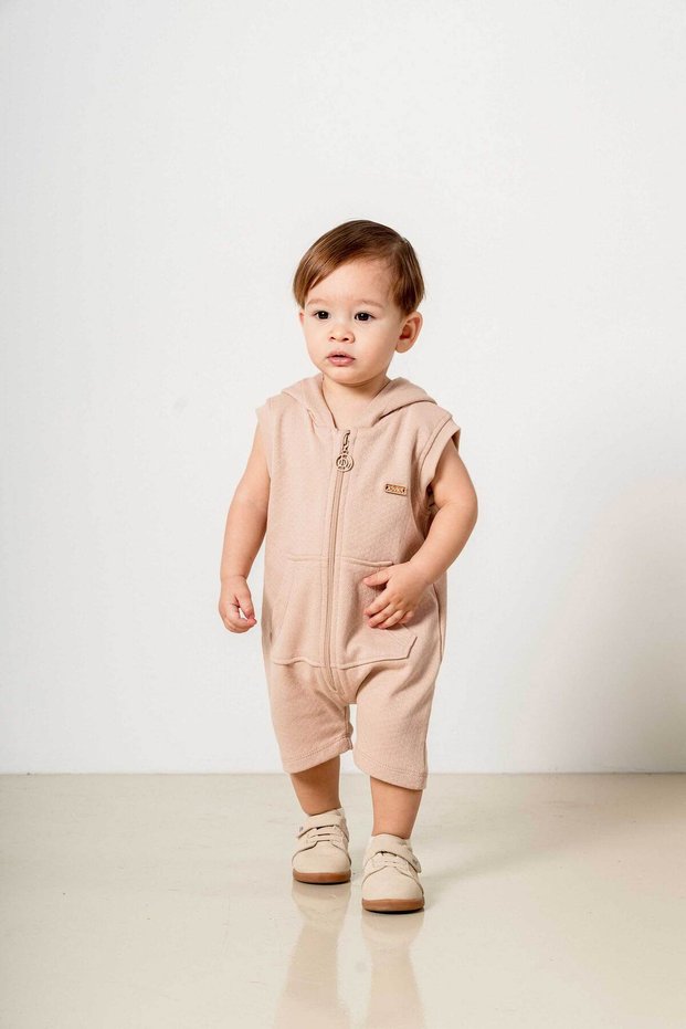 Baby Kids Skin Color Cotton Hooded Comfortable Jumpsuit Trend Fashion Bottom Top Set