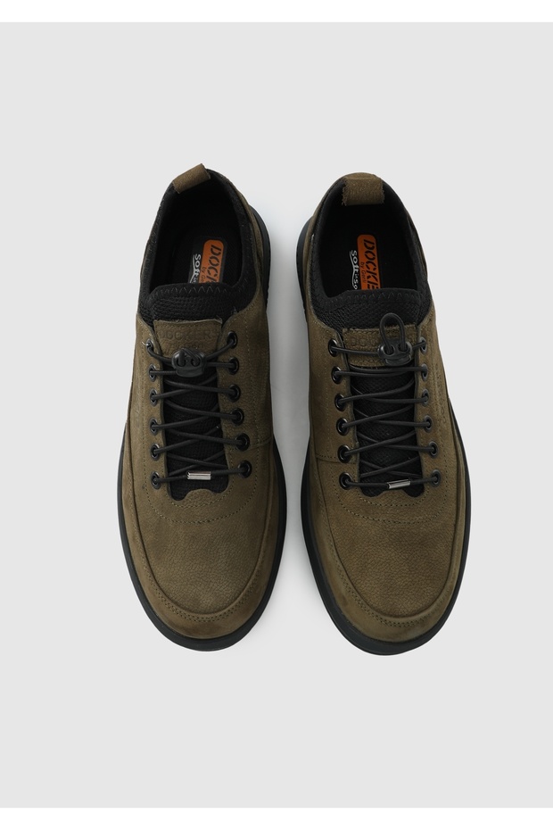 Haki Deri Erkek Sneaker - 5