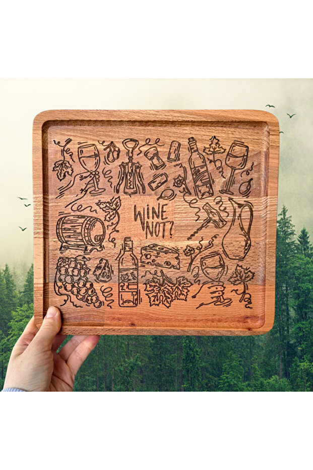 Wine Not? Temalı Ahşap Sunum Tabağı - 3