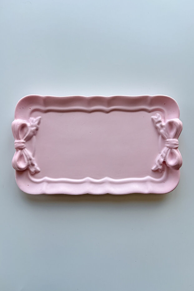 Bow Rectangular Plate Pink - 1