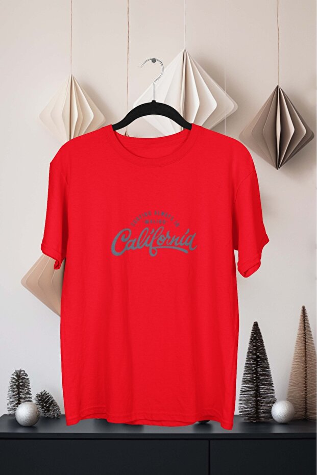 Men/Women California Transfer Printed Round Neck Short Sleeve Tee
