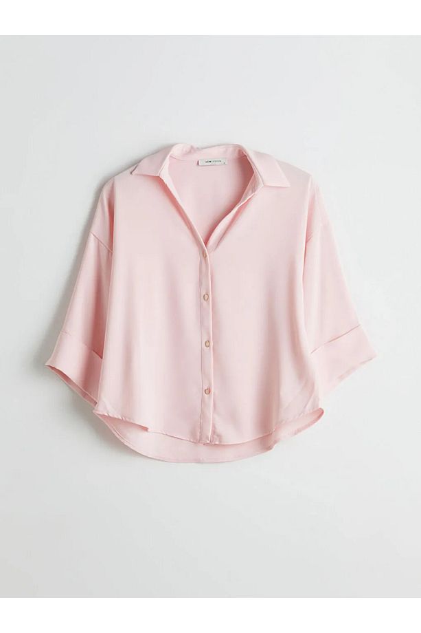LCW Vision Pembe Oversize Kadın Gömlek - 1