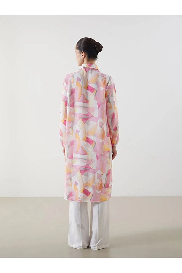 LCW Modest Pembe Desenli Kadın Gömlek Tunik - 4
