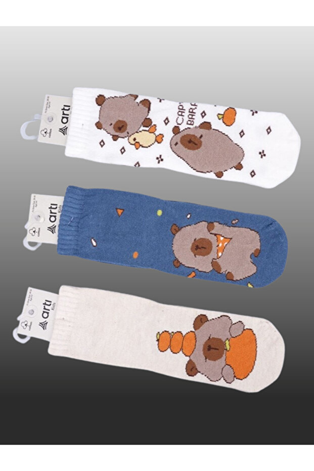 3-Piece Boy's Capy Bara Patterned Socks - 1