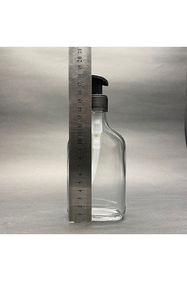 200 ML SIVI SABUN POMPALI YASSI CAM ŞİŞE - SABUN ŞİŞESİ - BANYO, MUTFAK İÇİN DEKORATİF SABUN ŞİŞESİ - 3