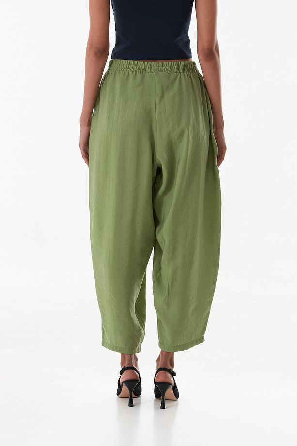 Beli Lastikli Çimalı Ayrobin Kumaş Şalvar Pantolon - 5