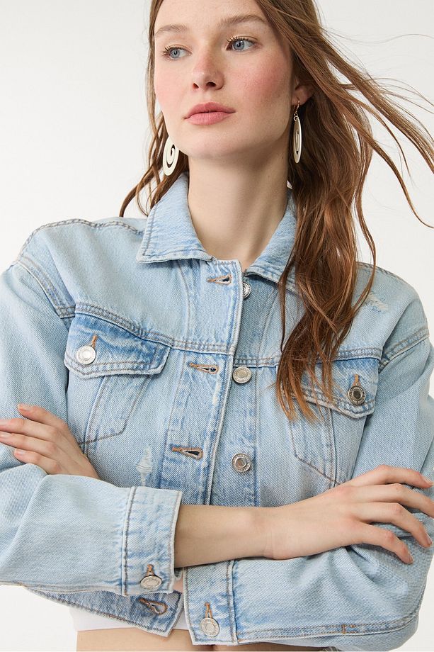 Boxy kesim denim ceket - 3