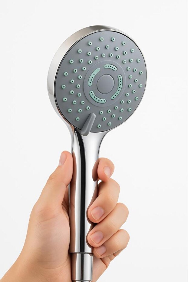 3 Function Chrome Plated Shower Head, Hose - 2