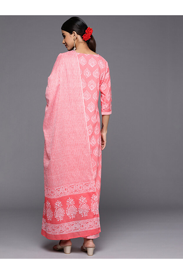 All-Over Print Kurta and and Trousers with Dupatta Set - 3