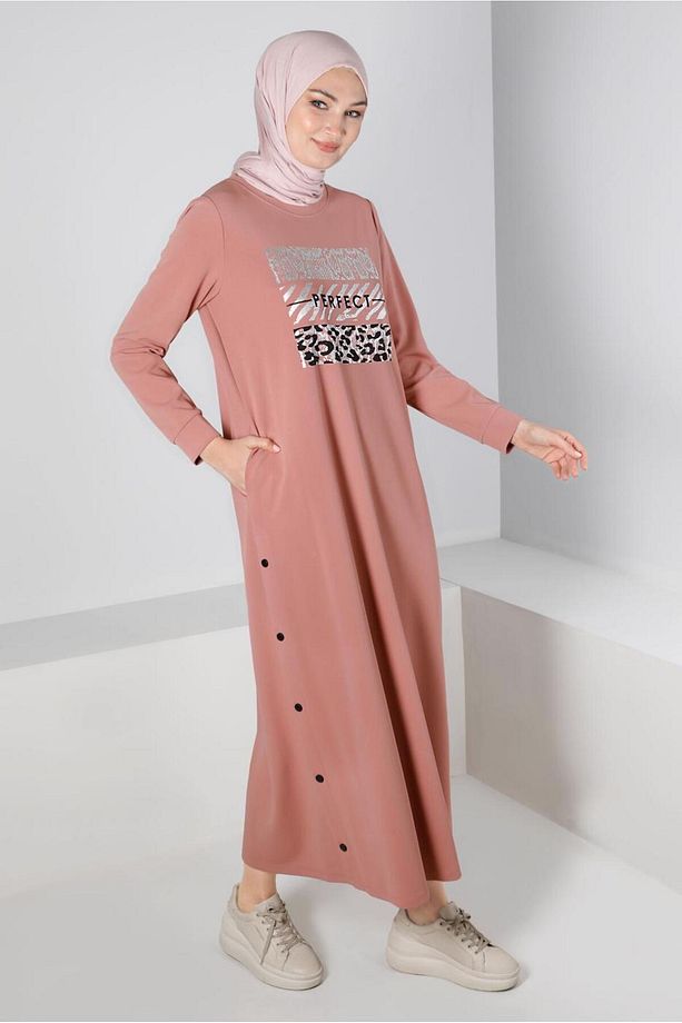 ÇITÇITLI BASKILI EŞOFMAN ELBİSE 43364 - 2