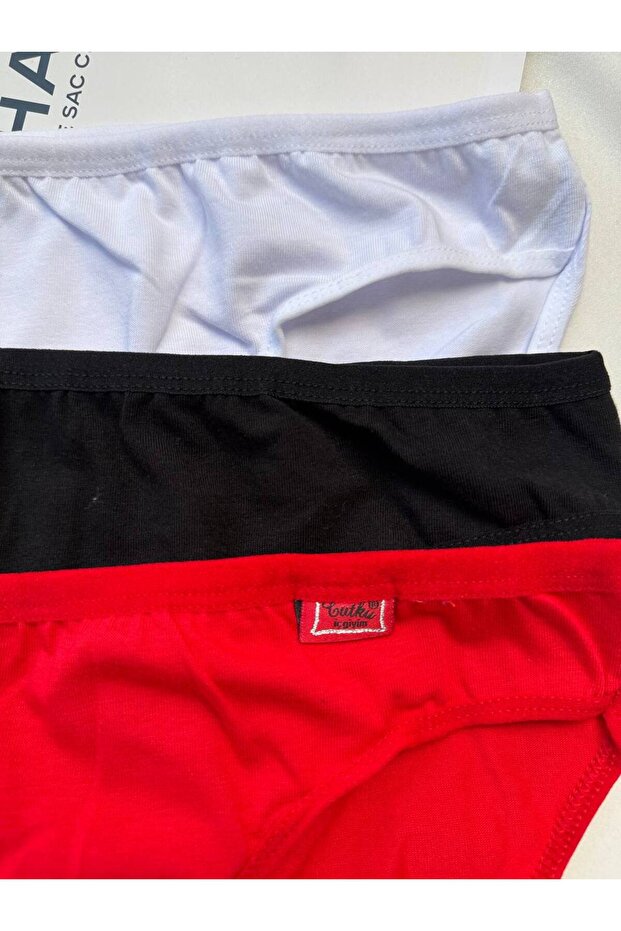 3 قطع من سراويل داخلية من الإيلاستين ذات الألوان الصلبة - 2