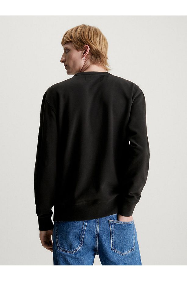 Erkek BADGE Bisiklet Yaka Sweatshirt - Siyah - 2