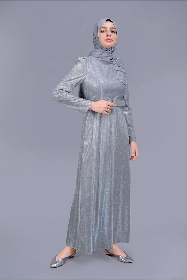 TAŞ DETAYLI SİMLİ ABİYE ELBİSE 40769 - 2