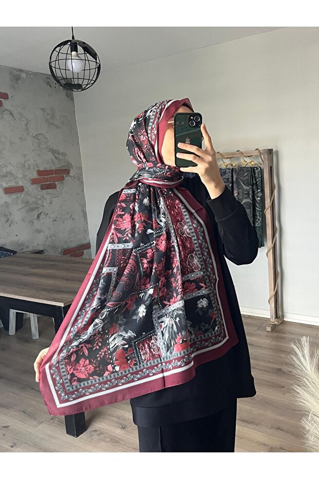 منقوشة لينة كلاريت الأحمر شال