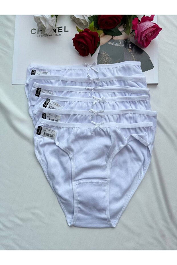 Set of 6 White Ribbon Daily Panties