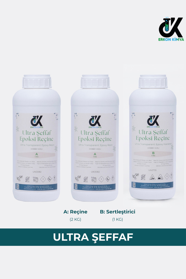 ERKON KİMYA ULTRA ŞEFFAF HIZLI Hobby Epoxy Epoksi Reçine İnce Döküm Fast 3kg