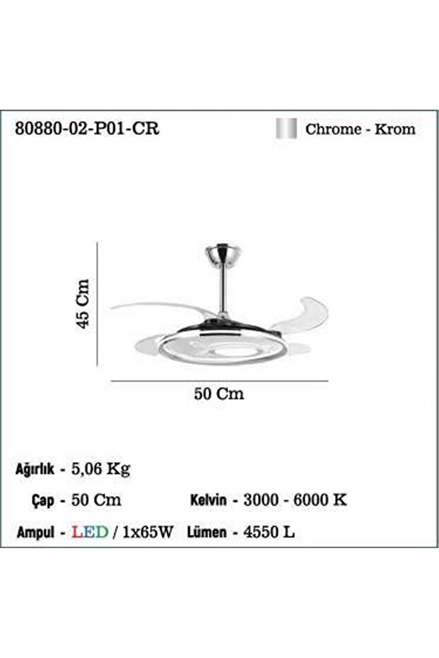 PANADA 02 LEDLI FAN AVIZE 3000-6000K 65W - 2