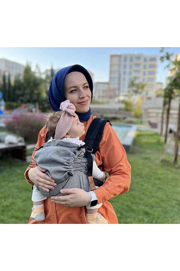 Bebekle Büyüyen %100 Pamuklu 0-4 Yaş Gri-nest New Age Ergonomik Bebek Kangurusu - 8