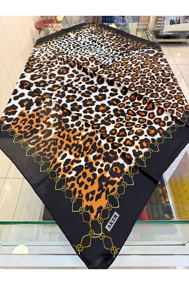 Leopar Krep İpek Eşarp - 2