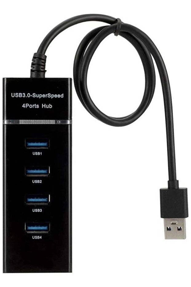 موزع USB 3.0 فائق السرعة بأربعة منافذ أسود