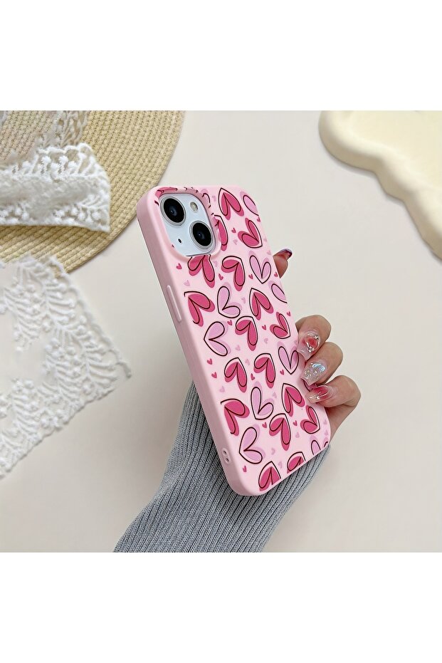 حافظة ممتازة مضادة للصدمات على شكل قلب وردي لهاتف iPhone 14 PLUS - 3