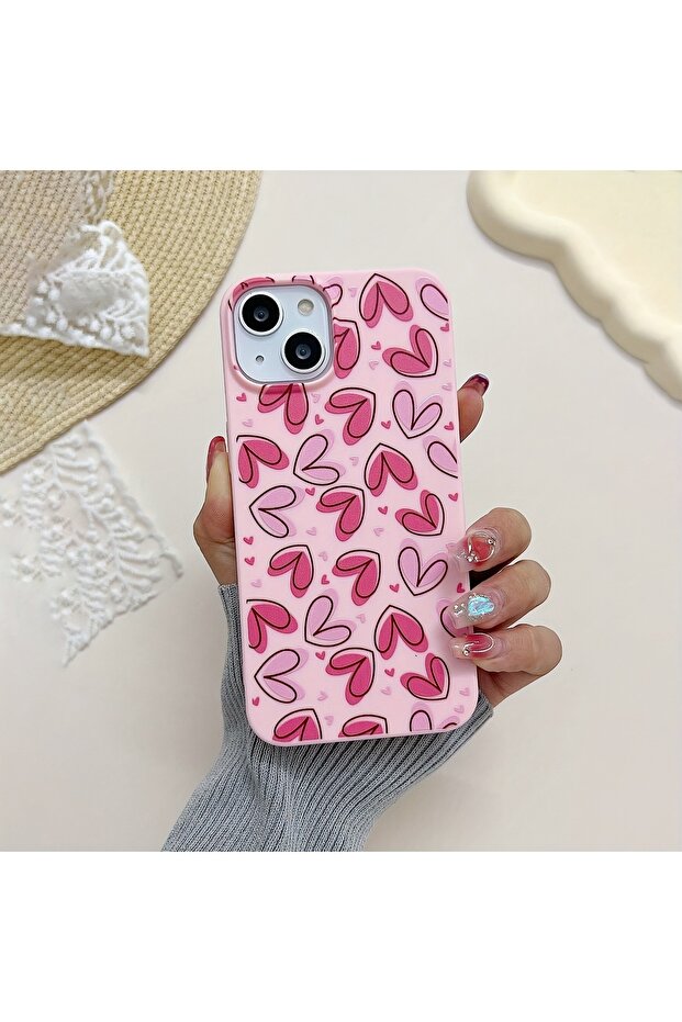 حافظة ممتازة مضادة للصدمات على شكل قلب وردي لهاتف iPhone 14 PLUS - 1