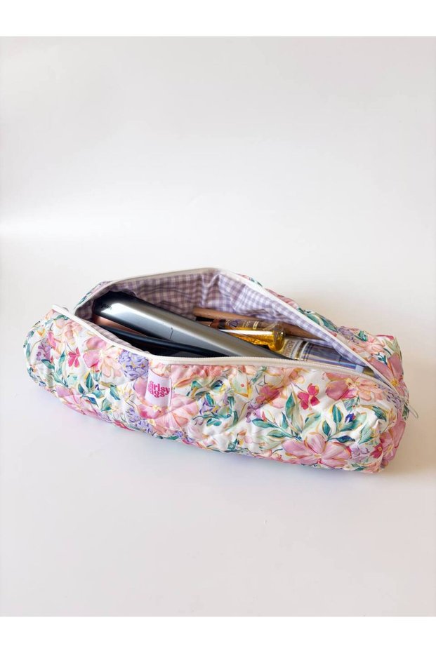 Purple Floral Hair Tongs Straightener Case Large Travel Bag Compatible for Airwrap Airstrait