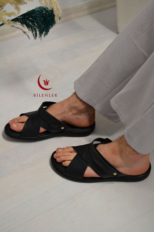 Erkek Çapraz Model Yumuşak Taban Sandalet&Terlik Hac, Umre ve Günlük Kullanıma Uygun - 3