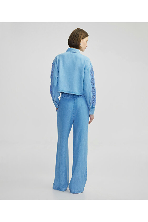 Aplikeli denim ceket - 7