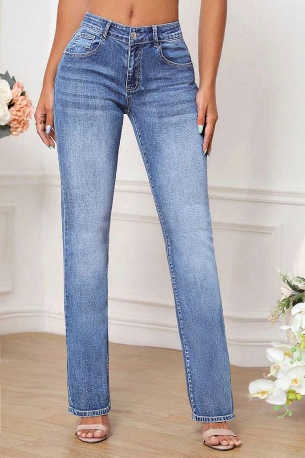 Kadın Boru Paça Yüksek Bel Regular Fit Likralı Pantolon - 5