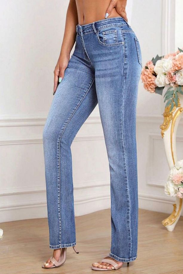 Kadın Boru Paça Yüksek Bel Regular Fit Likralı Pantolon - 7