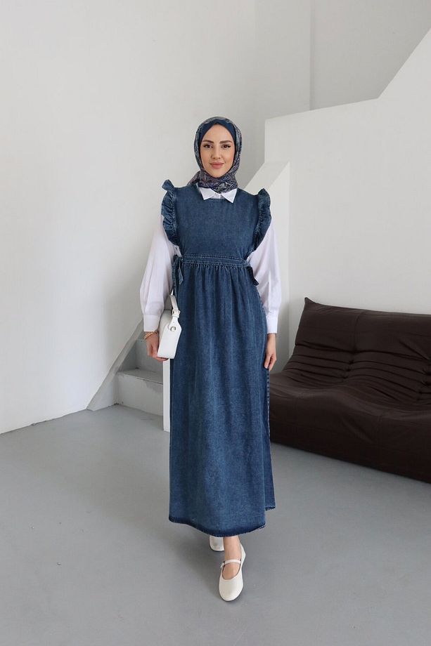 Tesettür Fırfırlı Kot Jile - 2