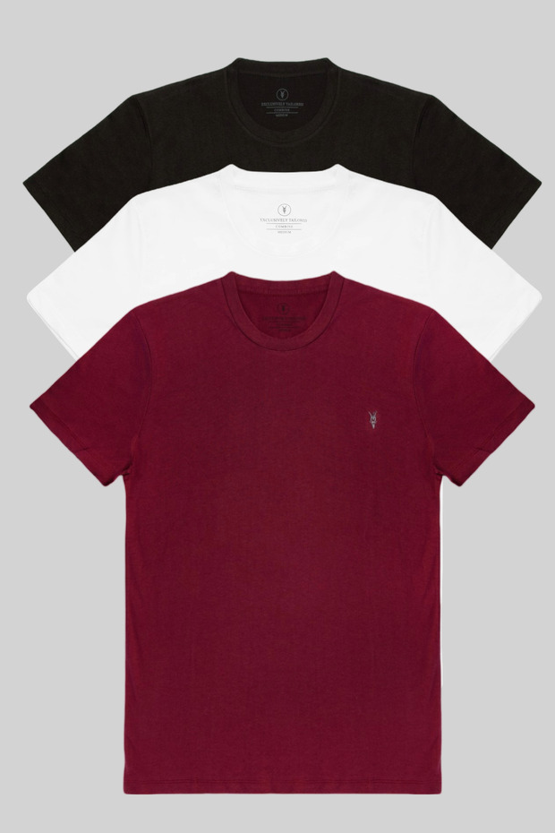 men's 3-pack 100% cotton basic crew neck t-shirt