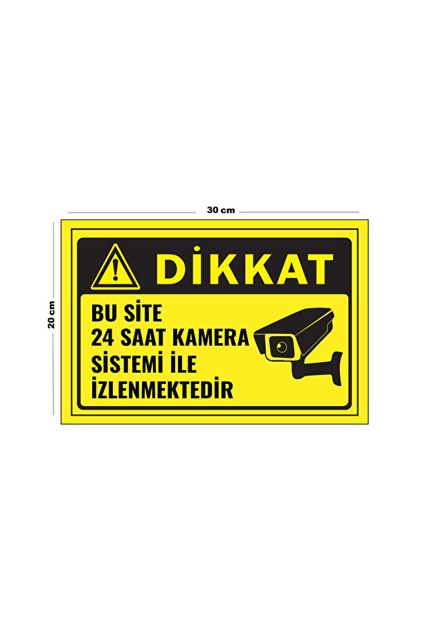 Metal Dikkat Bu Site 24 Saat Kamera Sistemi İle İzlenmektedir 20cm x 30cm A4 Büyüklüğünde Uyarı - 1