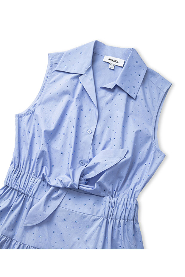 Hotfix baskılı poplin elbise - 4