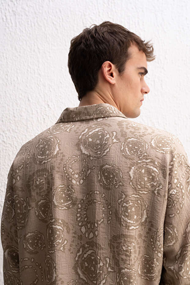 DESENLİ BEJ GÖMLEK - 5