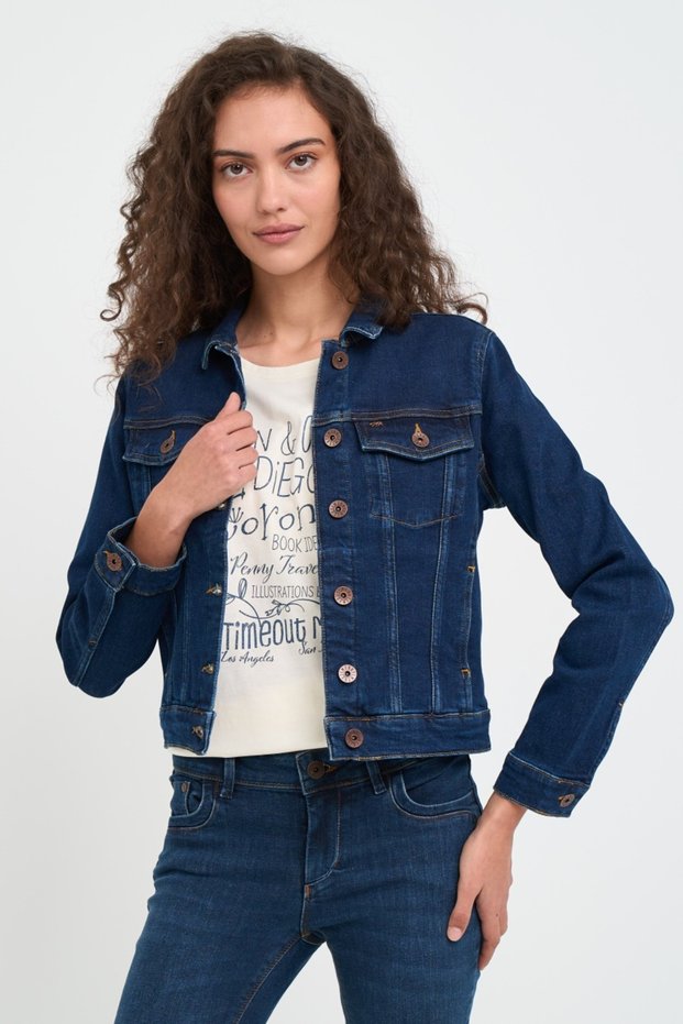 Jacheta dama din denim cu buzunare