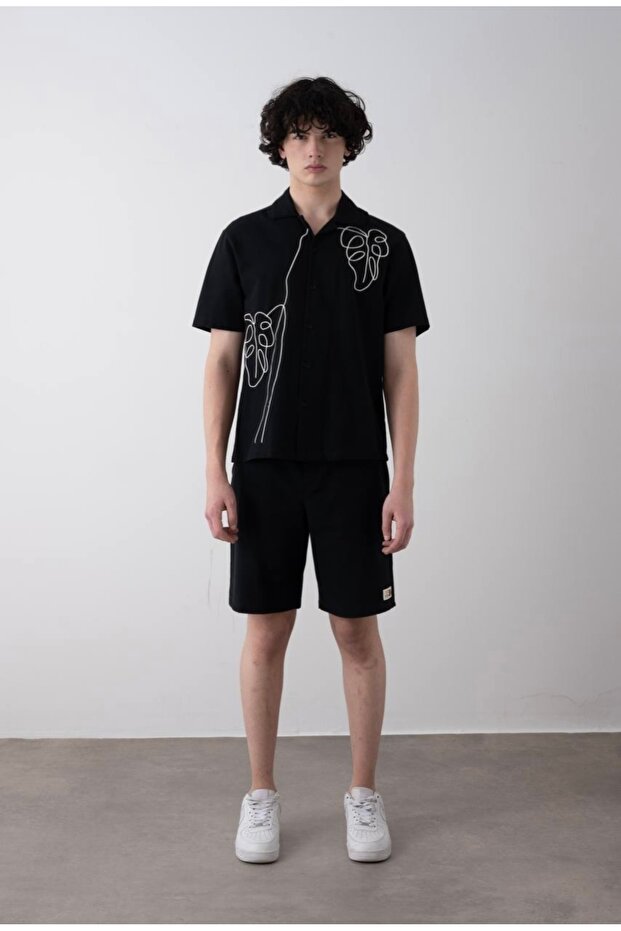 Limi Young Boy Soft Texture Embroidered Linen Shorts Shirt Suit
